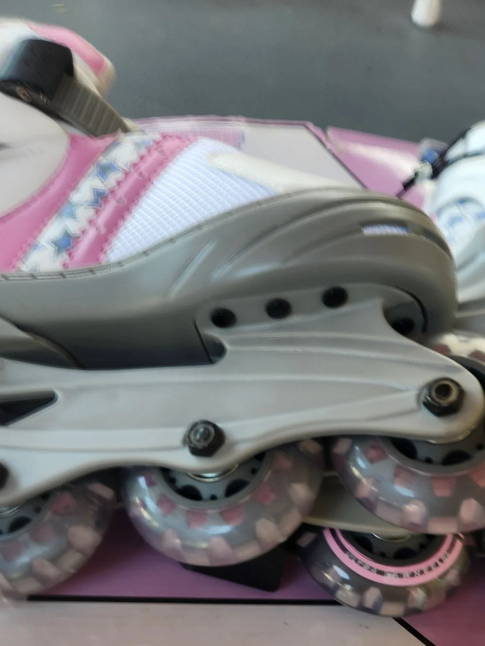 Kids Adjustable Pink and White Inline Skates